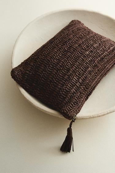Zara PAPER MAKEUP BAG - Brown