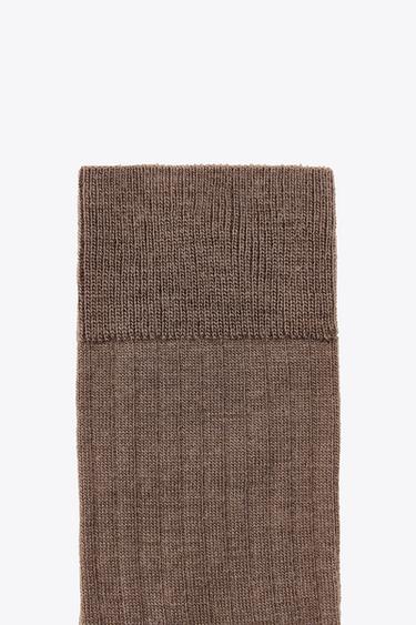 WOOL BLEND RIB SOCKS - Mid-camel by Zara - Image 2