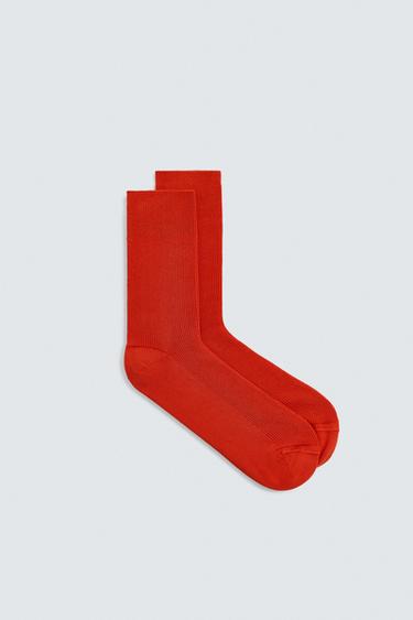2-PACK OF RIBBED SOCKS - Red by Zara
