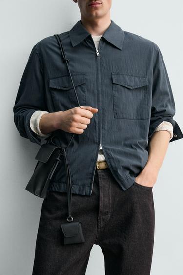 REGULAR FIT FLUID OVERSHIRT - Dark navy by Zara - Image 5