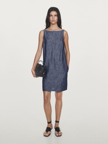 Zara Short dress with low-cut back - Navy blue
