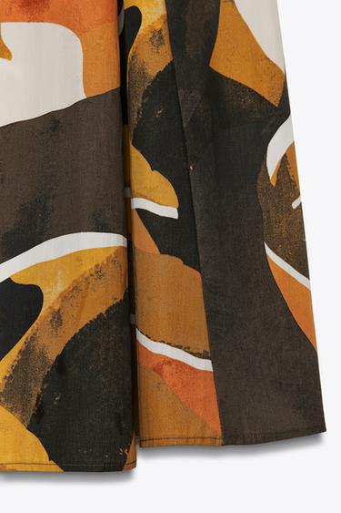 PRINTED POPLIN SKIRT WITH BELT - Multicoloured by Zara - Image 7
