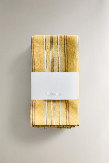 PACK OF COTTON NAPKINS WITH MULTICOLOURED STRIPES (PACK OF 4) - yellow by Zara - Image 4