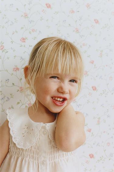 100% LINEN BLOUSE WITH LACE COLLAR - Ecru by Zara