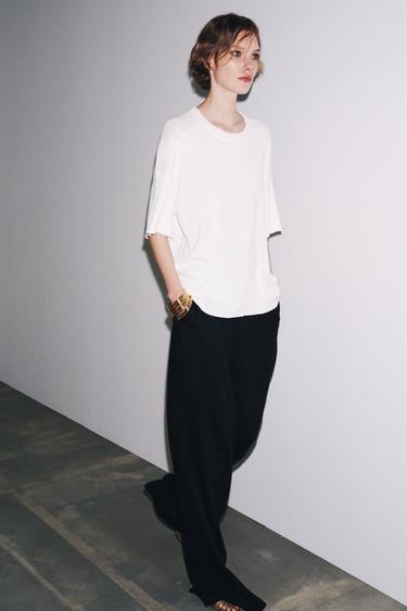 TOP OVERSIZE EN MAILLE UNIE - Blanc de Zara - Image 3