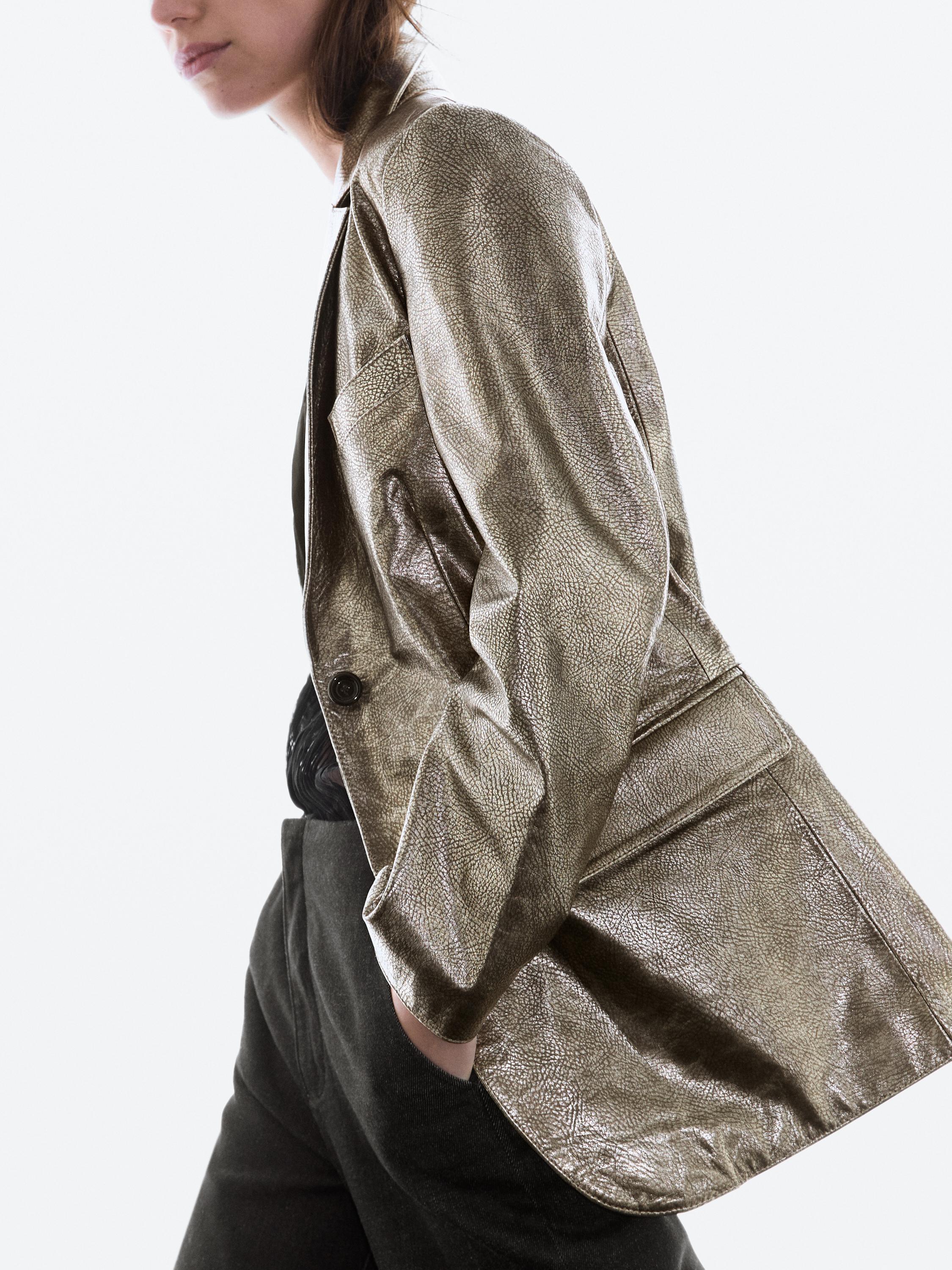 Metallic nappa leather blazer