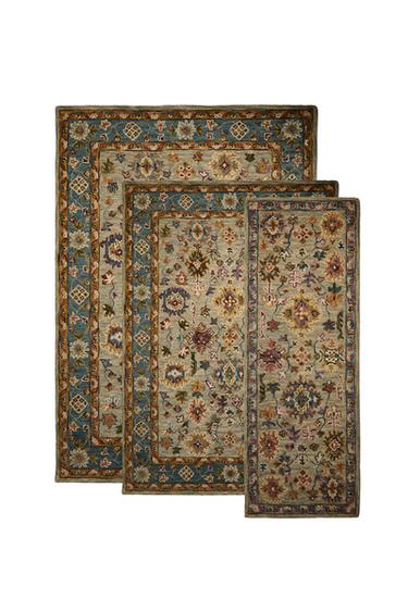 Zara WOOL SYMMETRICAL FLORAL PRINT RUG - 多色