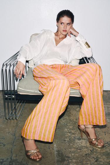 STRIPED LINEN BLEND TROUSERS ZW COLLECTION - striped by Zara