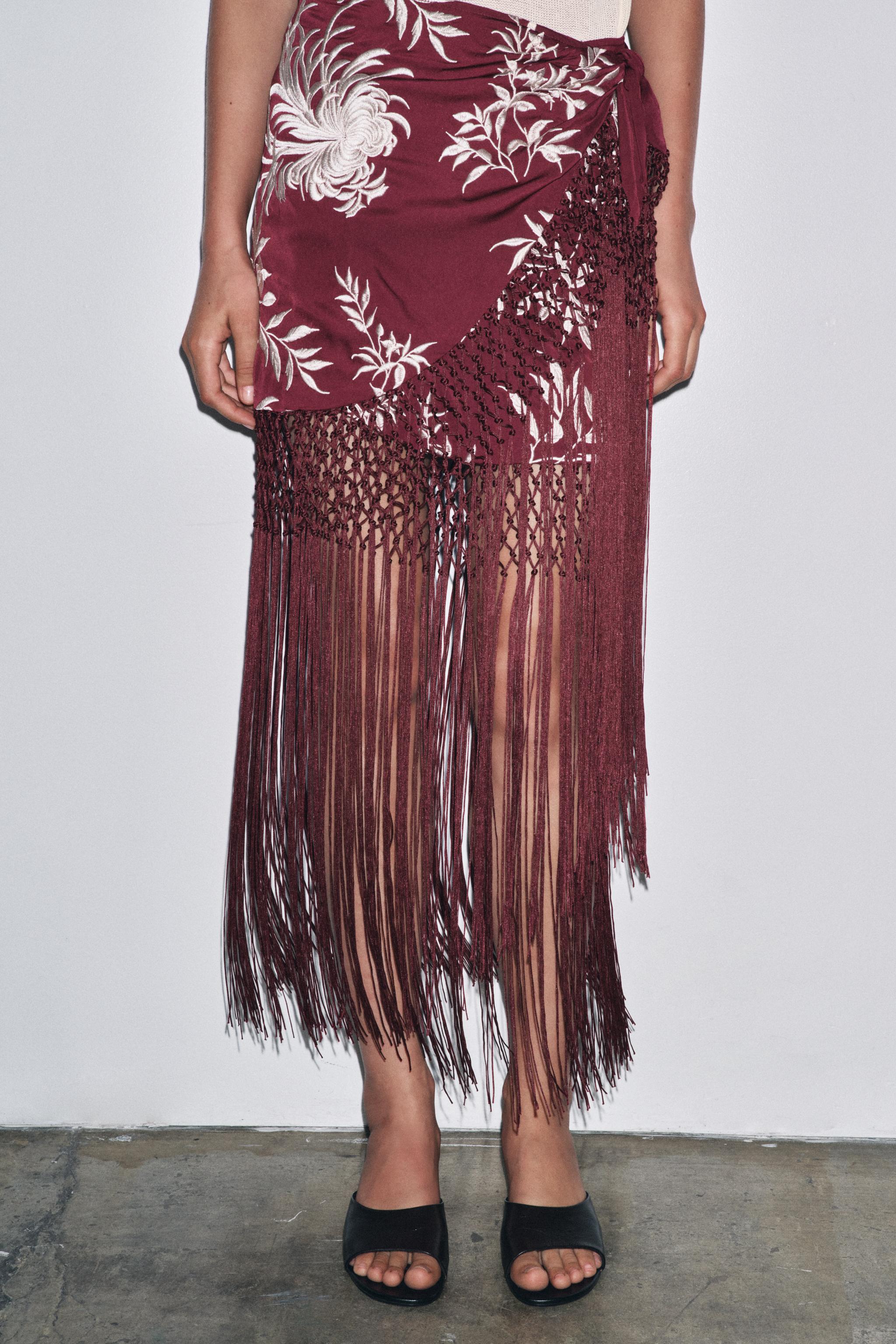 JUPE PARÉO BRODERIES FRANGES