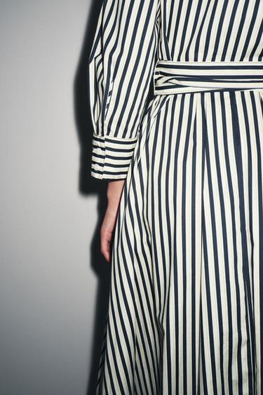 STRIPED SHIRT DRESS ZW COLLECTION - Ecru / Blue by Zara - Image 4