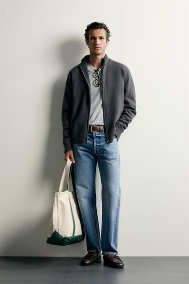 ZIP-UP KNIT CARDIGAN - Charcoal by Zara - Image 0