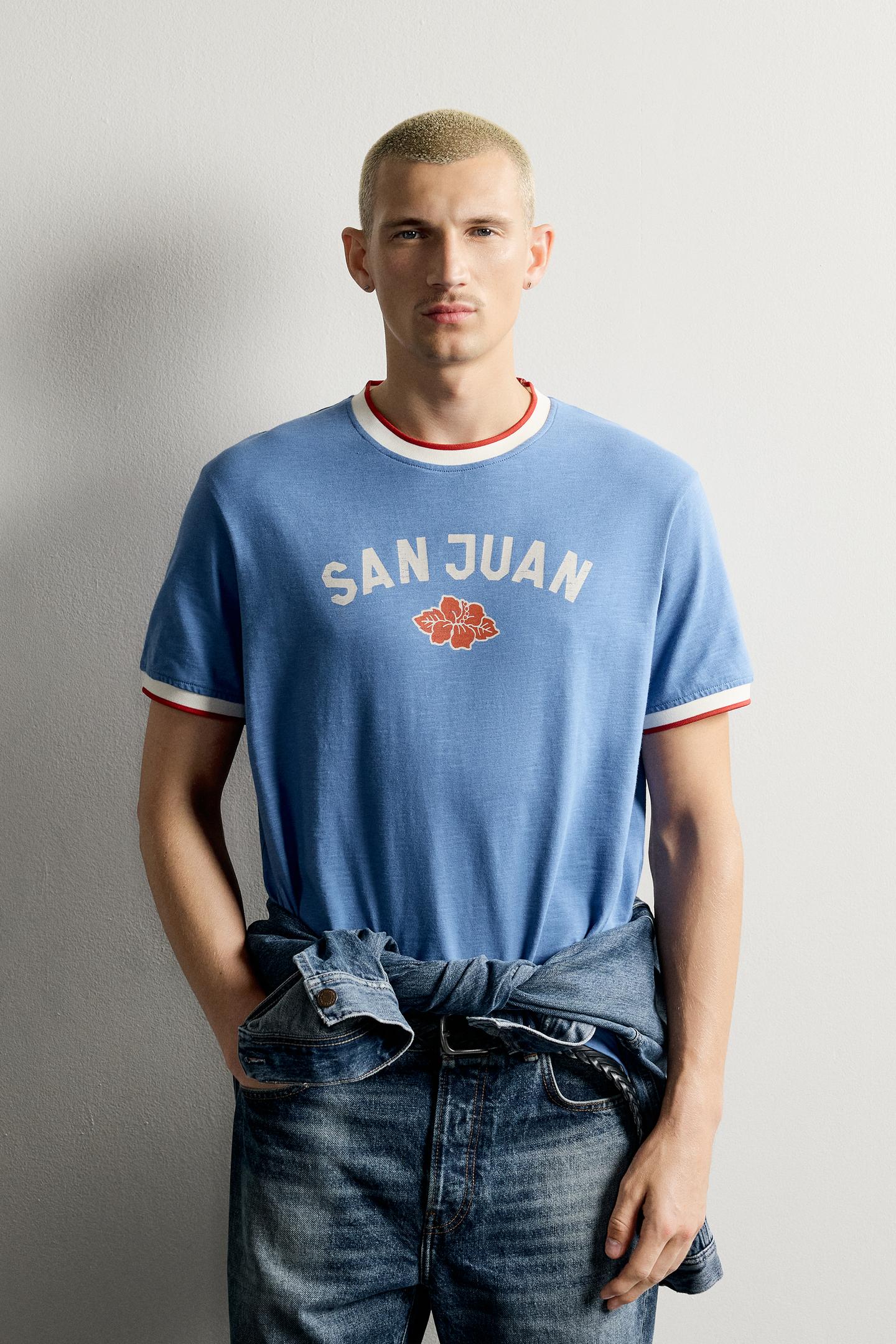 Мужская футболка Zara San Juan Graphic, цвет: Синий — фото 2