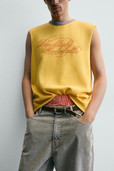 DÉBARDEUR EN MAILLE À IMPRIMÉ - Jaune de Zara - Image 6