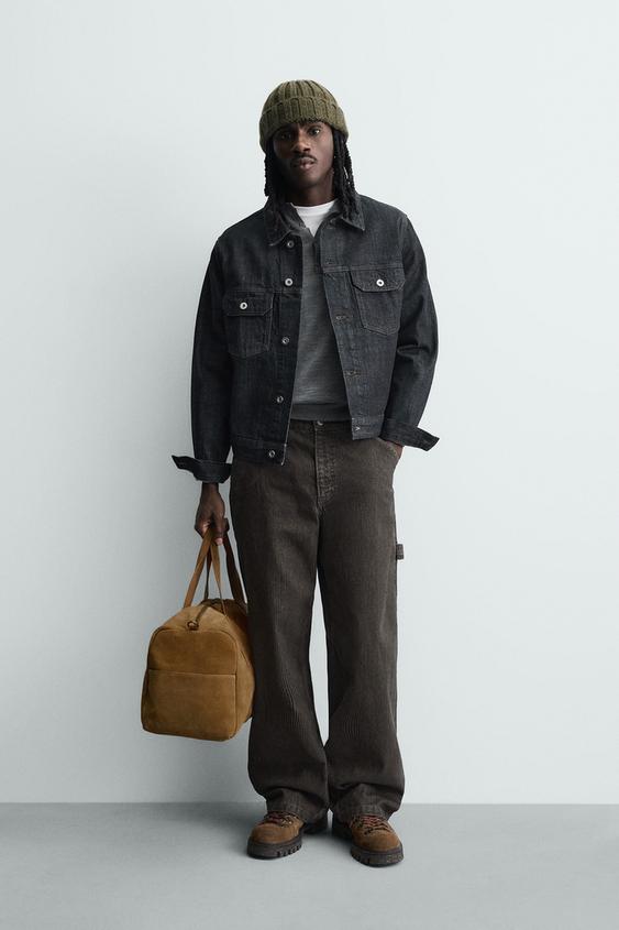 FLOCKED STRIPED RELAXED FIT PANTS