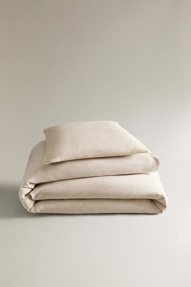 WASHED LINEN BEDSPREAD (400 GXM²) - Oyster-white by Zara