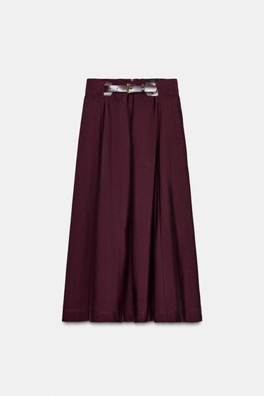MIDI-SCHWINGROCK MIT GÜRTEL - Aubergine von Zara - Bild 0