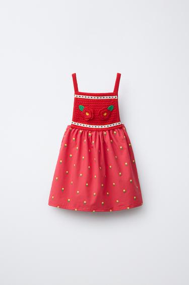 EMBROIDERED FLORAL DRESS CASA LAWA X ZARA KIDS - Red by Zara