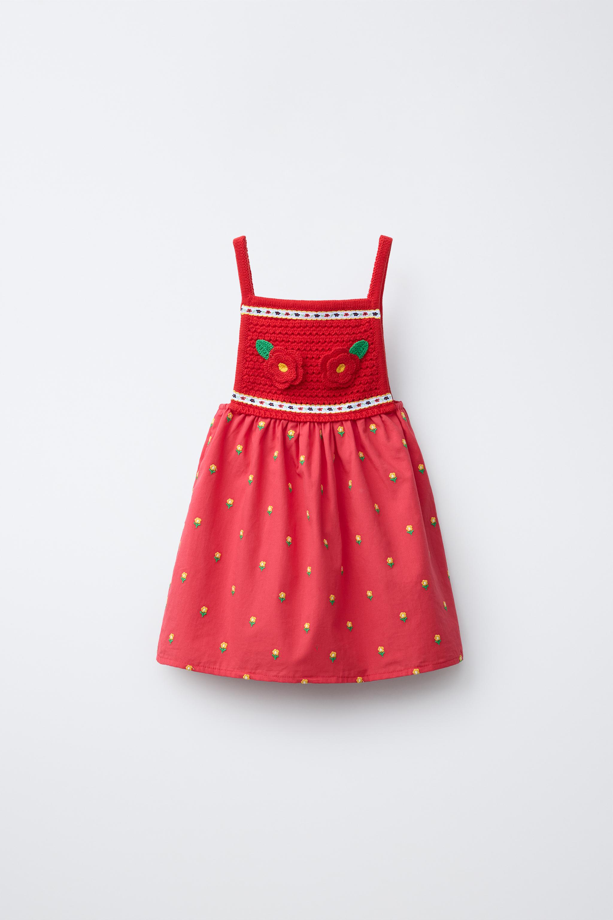 ROBE EN MATIÈRES VARIÉES FLEURS BRODÉES CASA LAWA X ZARA KIDS