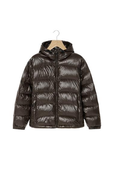 Zara 80% DOWN - 20% FEATHER WATER REPELLENT PUFFER JACKET ORIGINS - Chocolate
