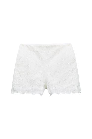 EMBROIDERED EYELET SHORTS