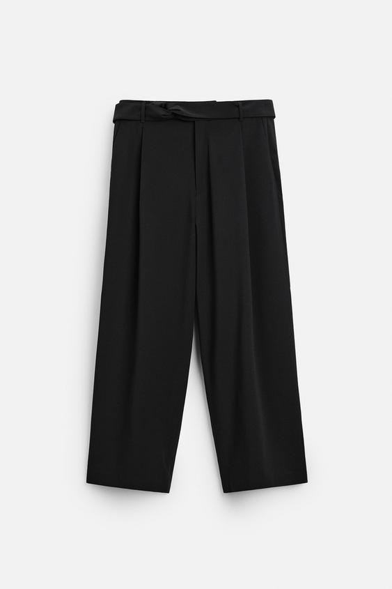 ベルト付きリラックスフィットパンツ - ブラック | ZARA Japan / 日本
