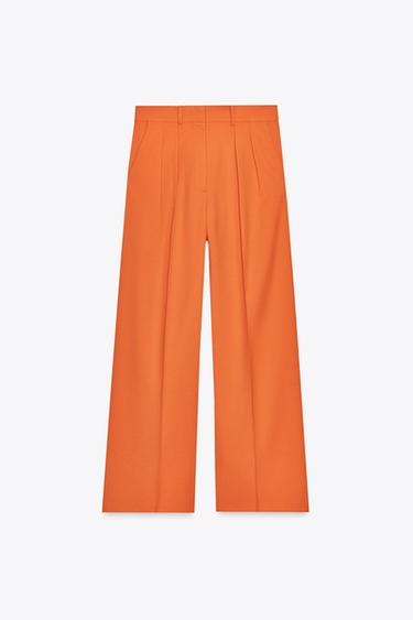 PANTALÓN ANCHO PINZAS ZW COLLECTION - Naranjas de Zara
