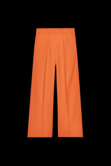 WEITE HOSE MIT ABNÄHERN ZW COLLECTION - Orange von Zara - Bild 0