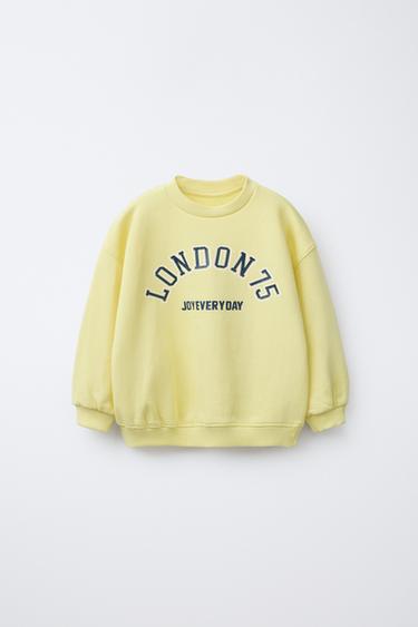 SWEATSHIRT WITH RAISED SLOGAN - Light yellow by Zara - Image 0