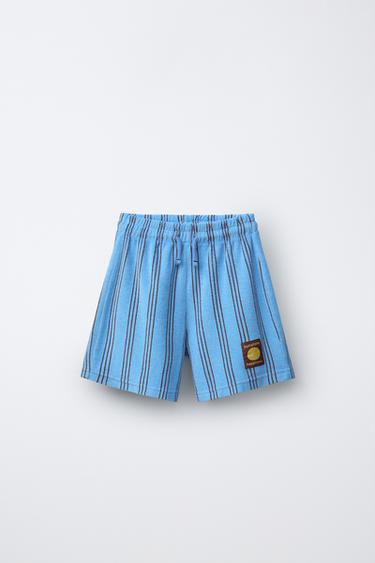 BERMUDA EFECTO TOALLA RAYAS - Azul de Zara