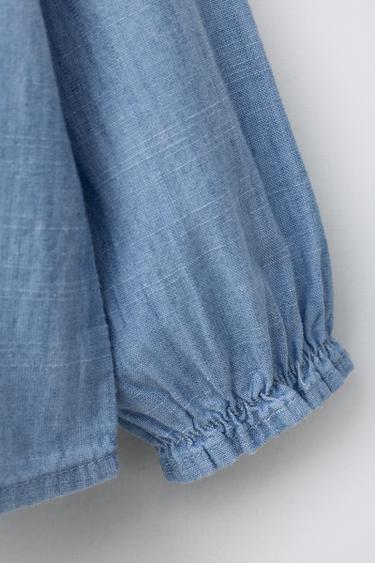 CHEMISE À COL CLAUDINE BRODÉE - Bleu moyen de Zara - Image 3