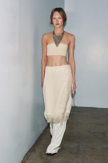 CSIPKÉS WRAP SZOKNYA ZW COLLECTION – Antikfehér a ZARA-tól