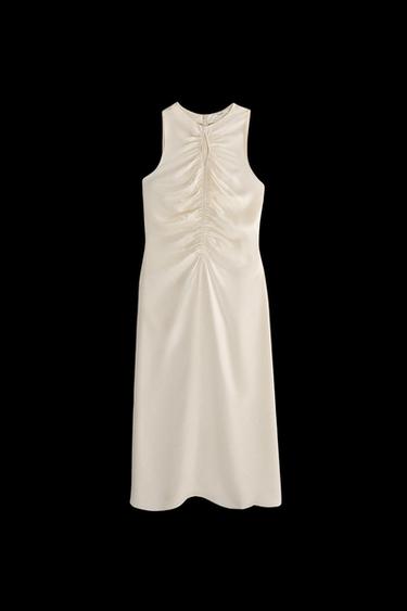 Zara GATHERED SILK NIGHTGOWN - Ecru - Image 0