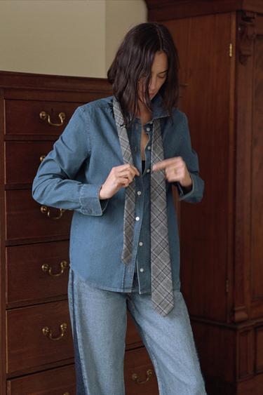 ZW COLLECTION SLIM DENIM SHIRT - Blue by Zara