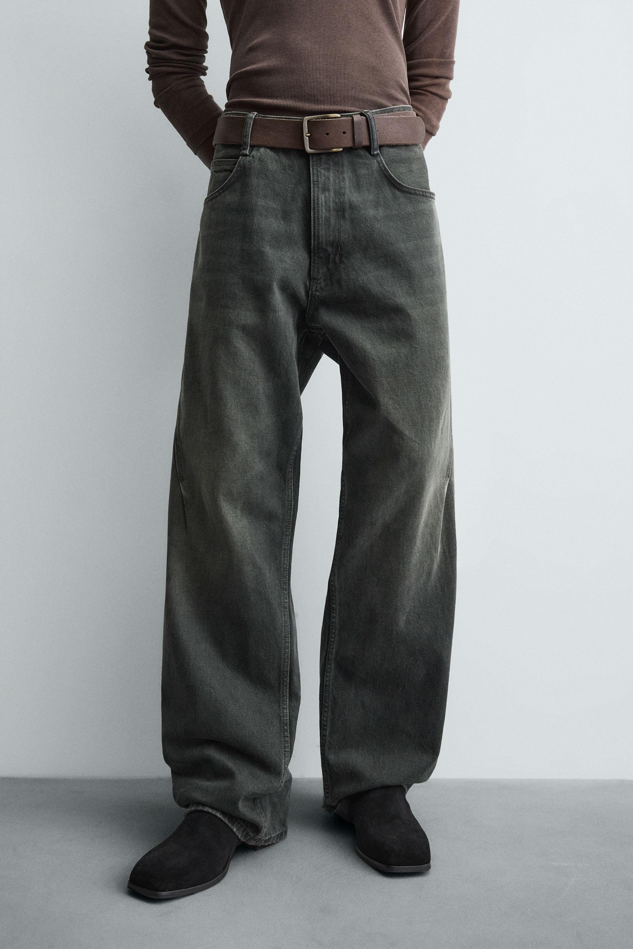 BAGGY FIT JEANS WITH TWISTED SEAM - Green | ZARA India