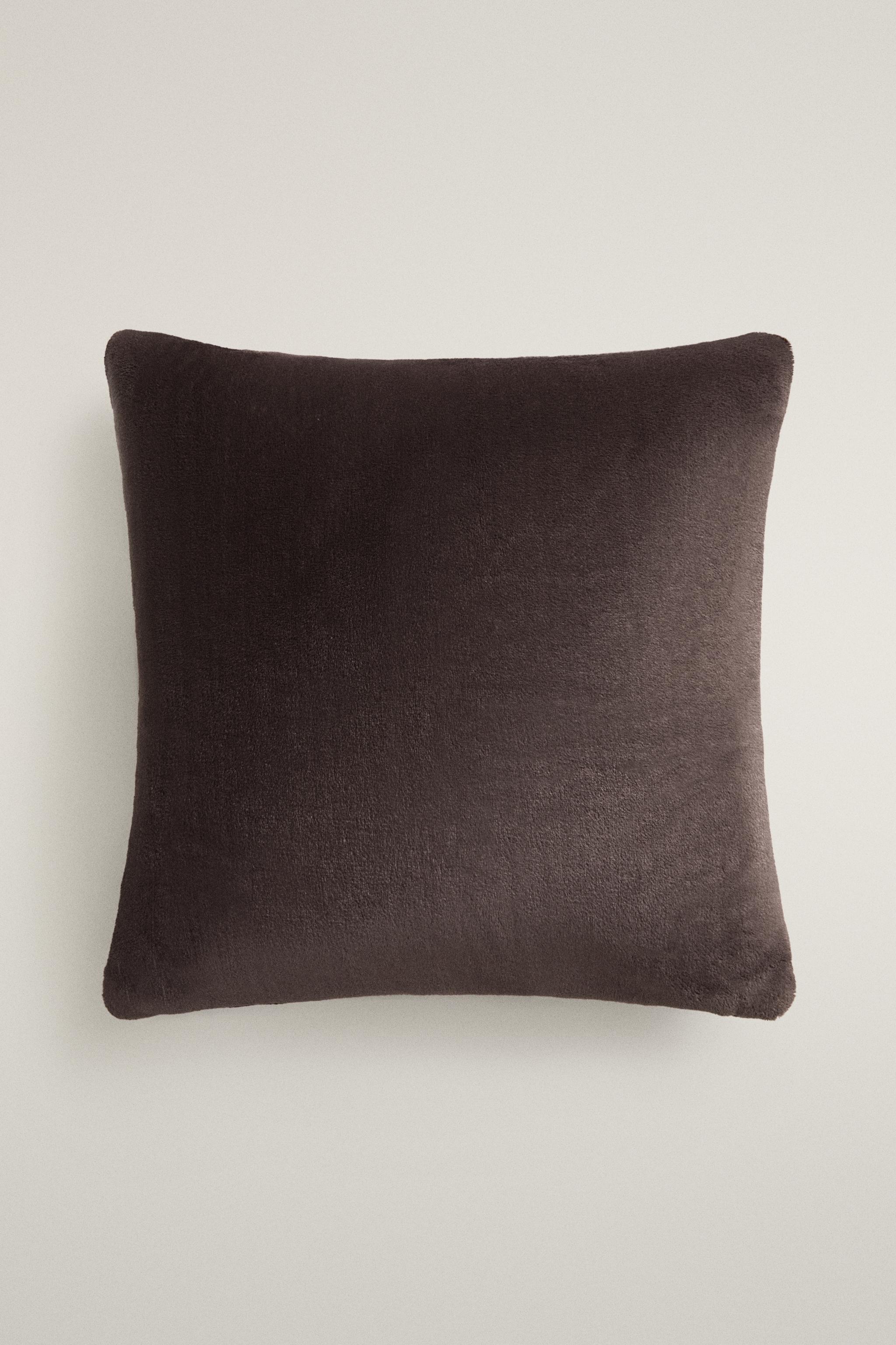 PLAIN FAUX FUR THROW PILLOW COVER