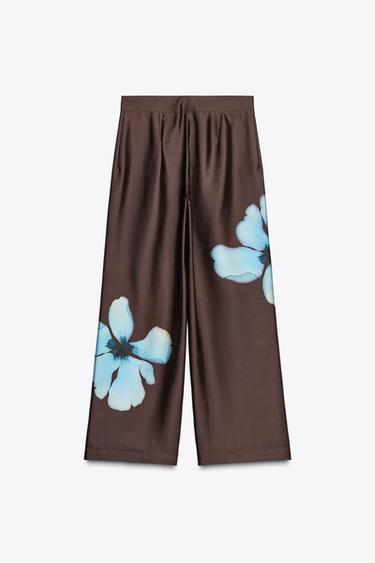 FLORAL PRINT SATIN TROUSERS - Multicoloured by Zara - Image 5