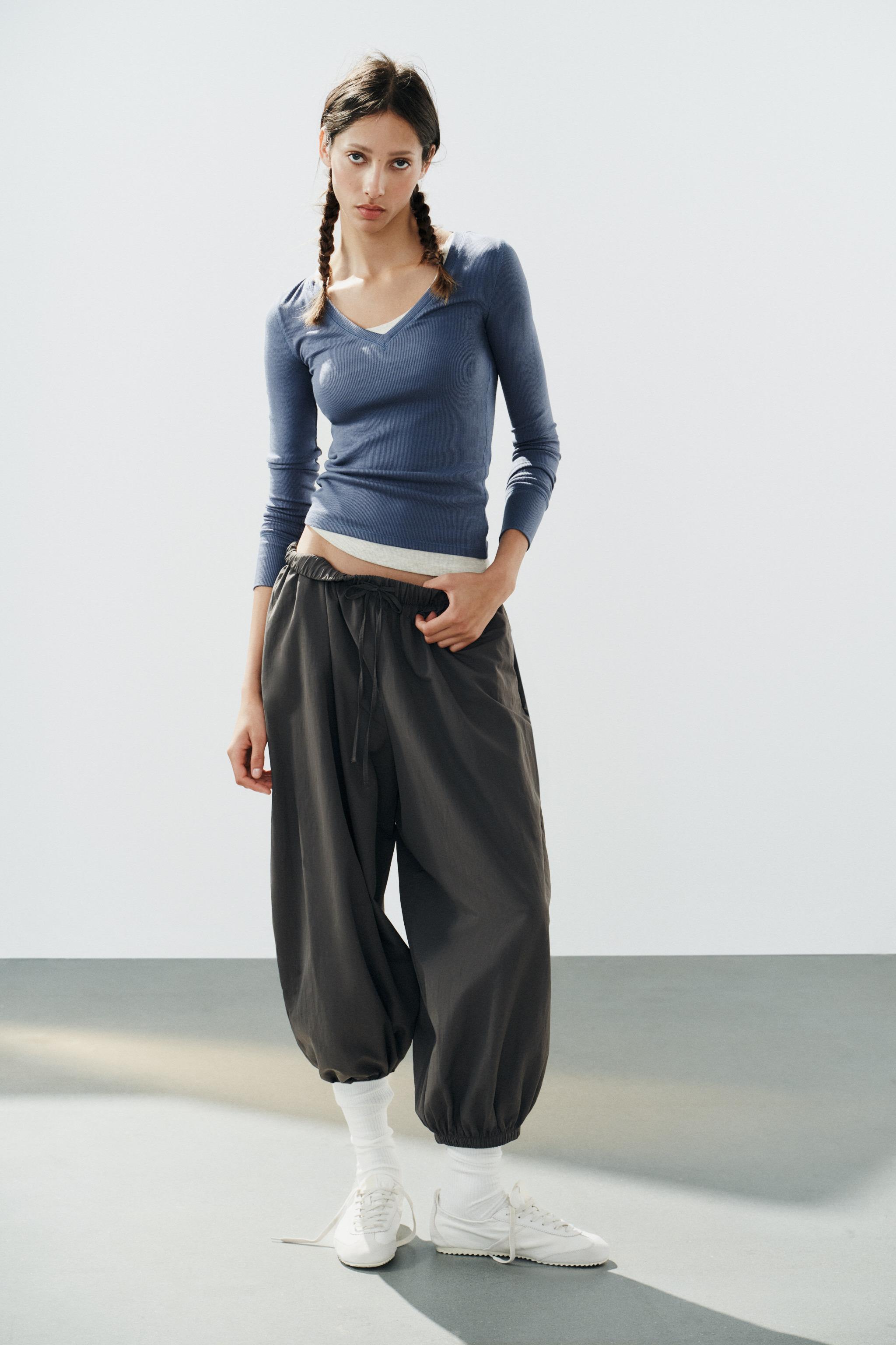 Long-Sleeve Ribbed T-Shirt — Blue / Indigo