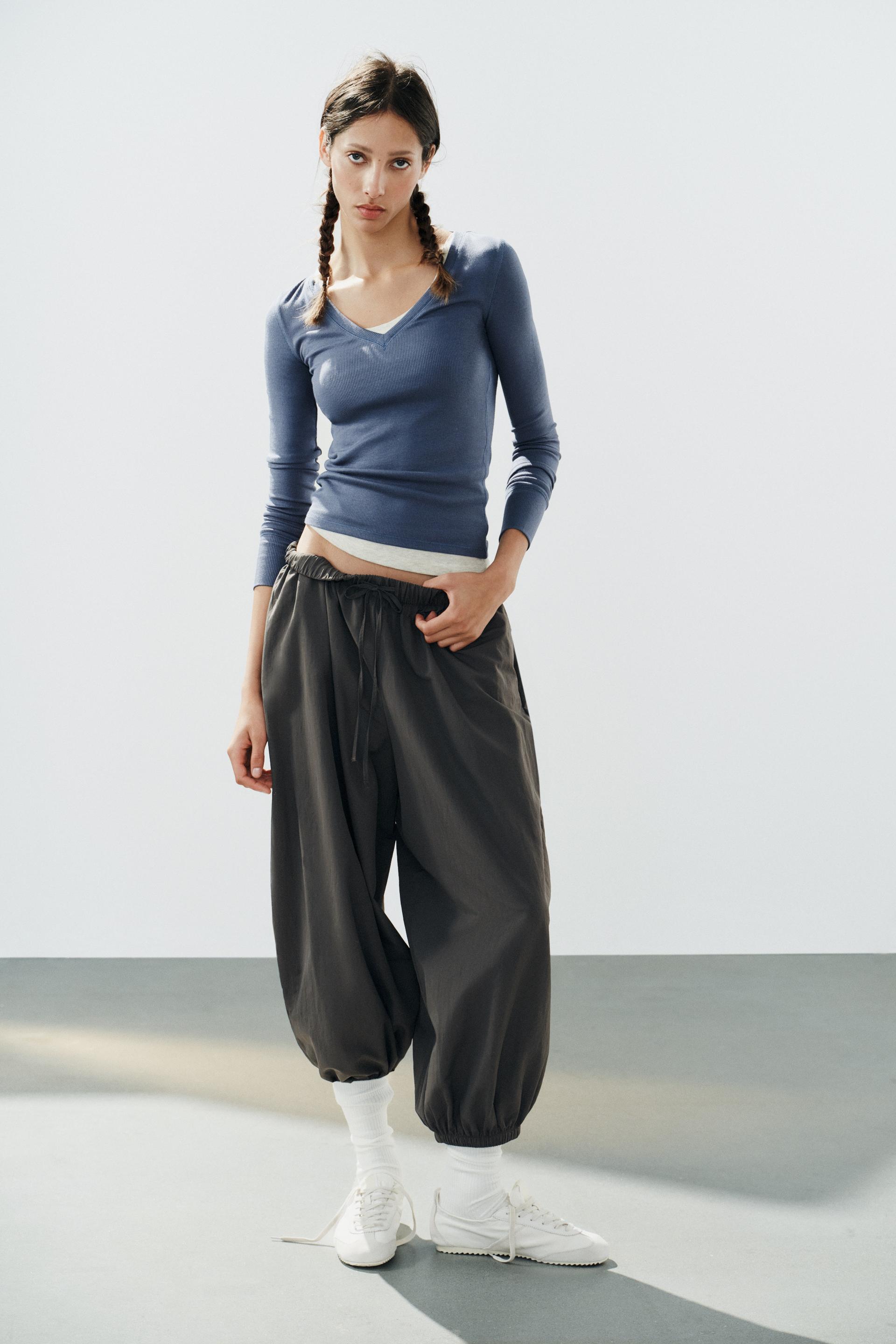 RIBBED LONG-SLEEVE T-SHIRT - Blue / Indigo - S
