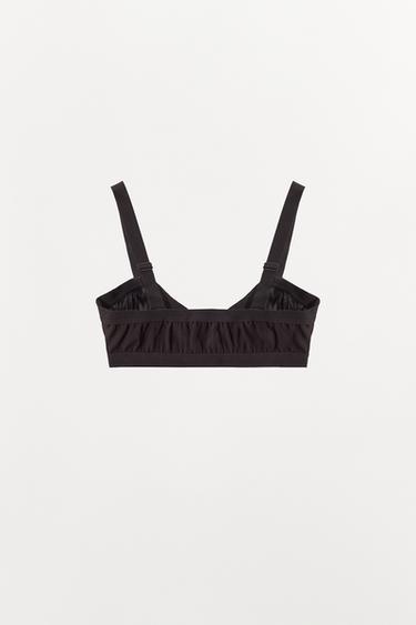 SILK BLEND BRALETTE WITH ELASTICATED HEMS - Dark brown by Zara - Image 4