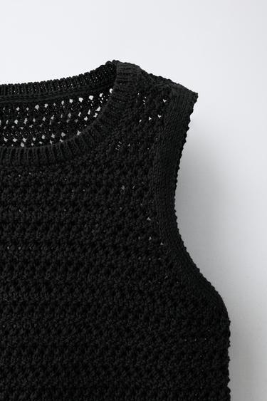 TOP EN MAILLE À FRANGES - Noir de Zara - Image 2