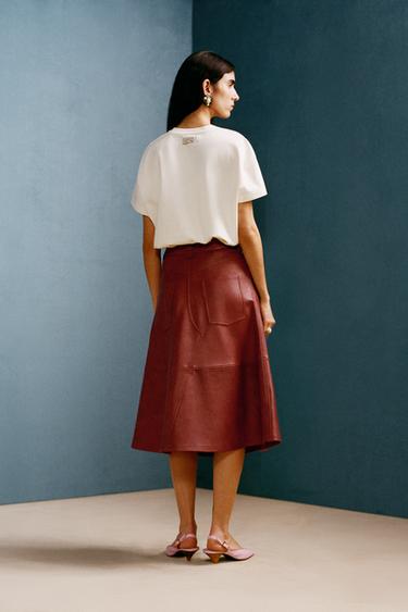 LEATHER MIDI SKIRT WILLY CHAVARRIA X ZARA - dark russet by Zara - Image 1