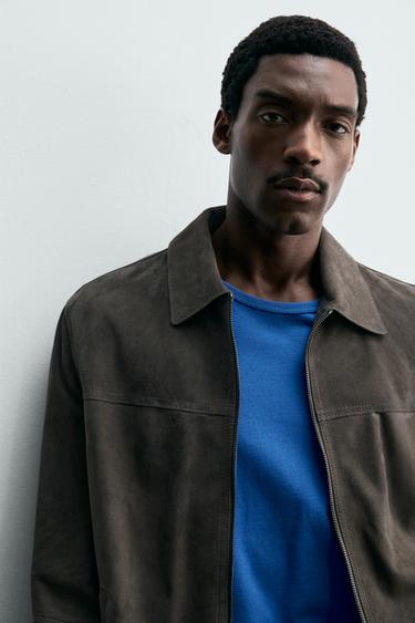 SUEDE LEATHER JACKET - Grey by Zara - Image 4
