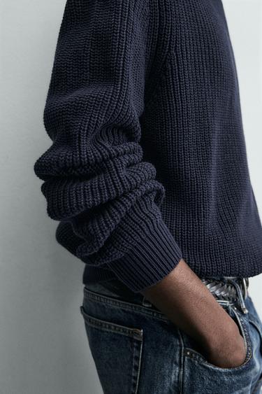 PULL REGULAR FIT EN COTON - Bleu marine de Zara - Image 5