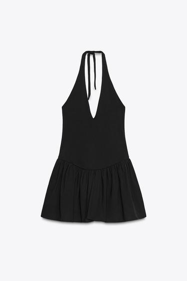 CONTRAST HALTER DRESS - Black by Zara
