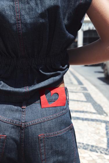 Zara LANENI PRSLUK SA KONTRASTNIM PROŠIVIMA – indigo – Slika 0