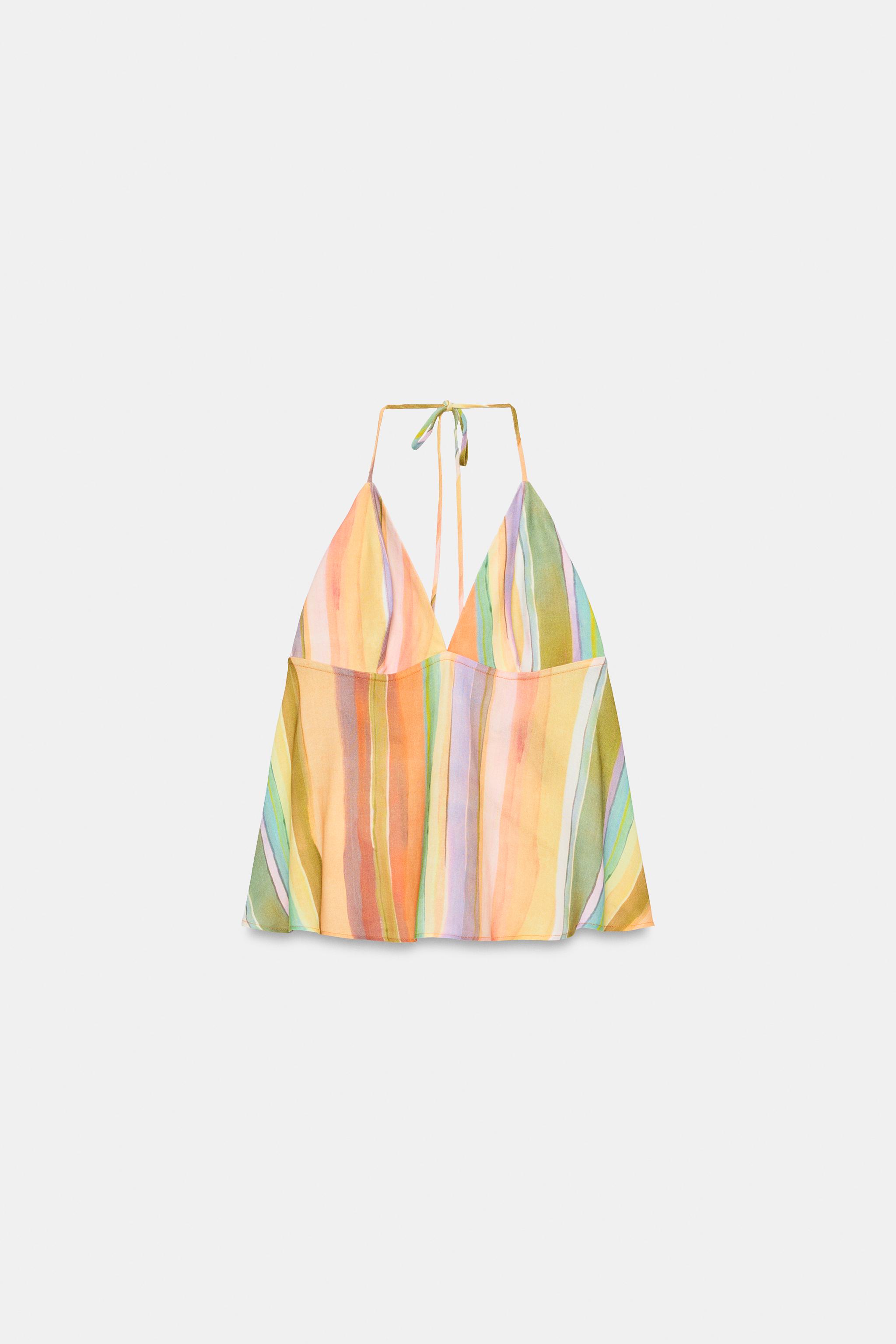 Женские рубашки Zara STRIPED HALTER TOP — фото 7