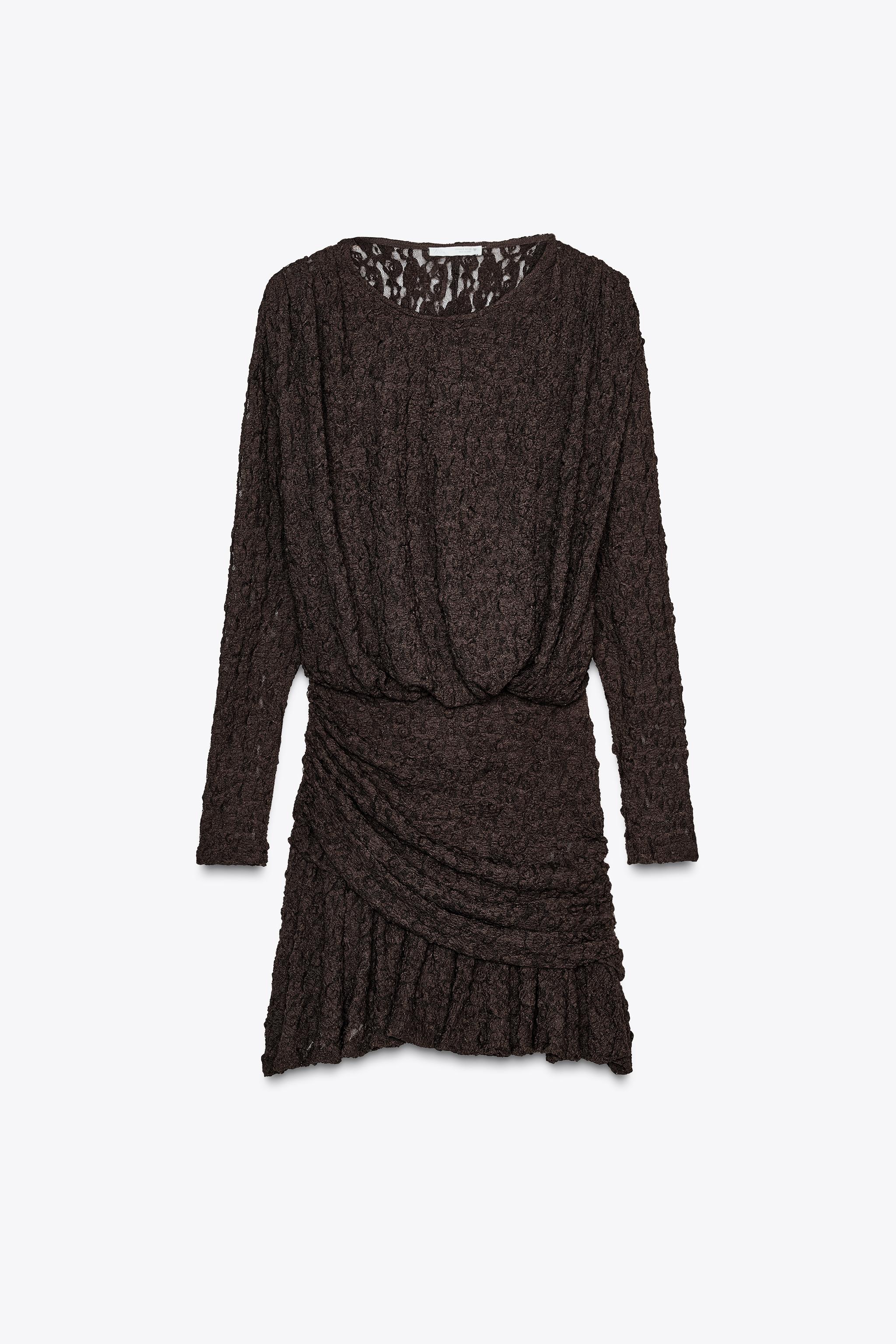 ZARA ショート丈レースワンピース 4813/316 ショート丈レースワンピース - チョコレート | ZARA Japan / 日本