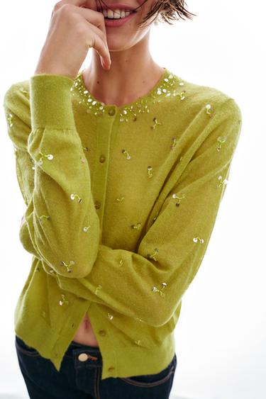 SEQUIN CARDIGAN - Apple green by Zara - Image 4