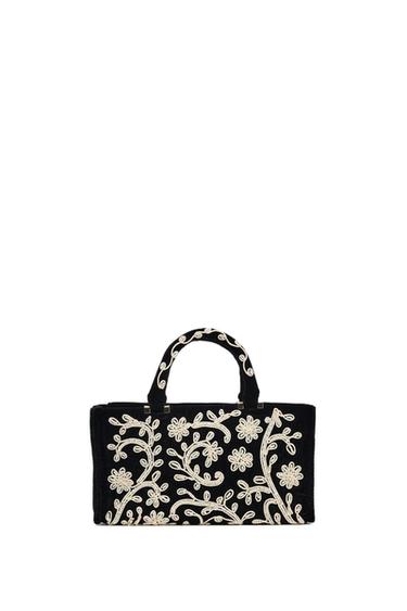 EMBROIDERED CITY BAG - Black by Zara