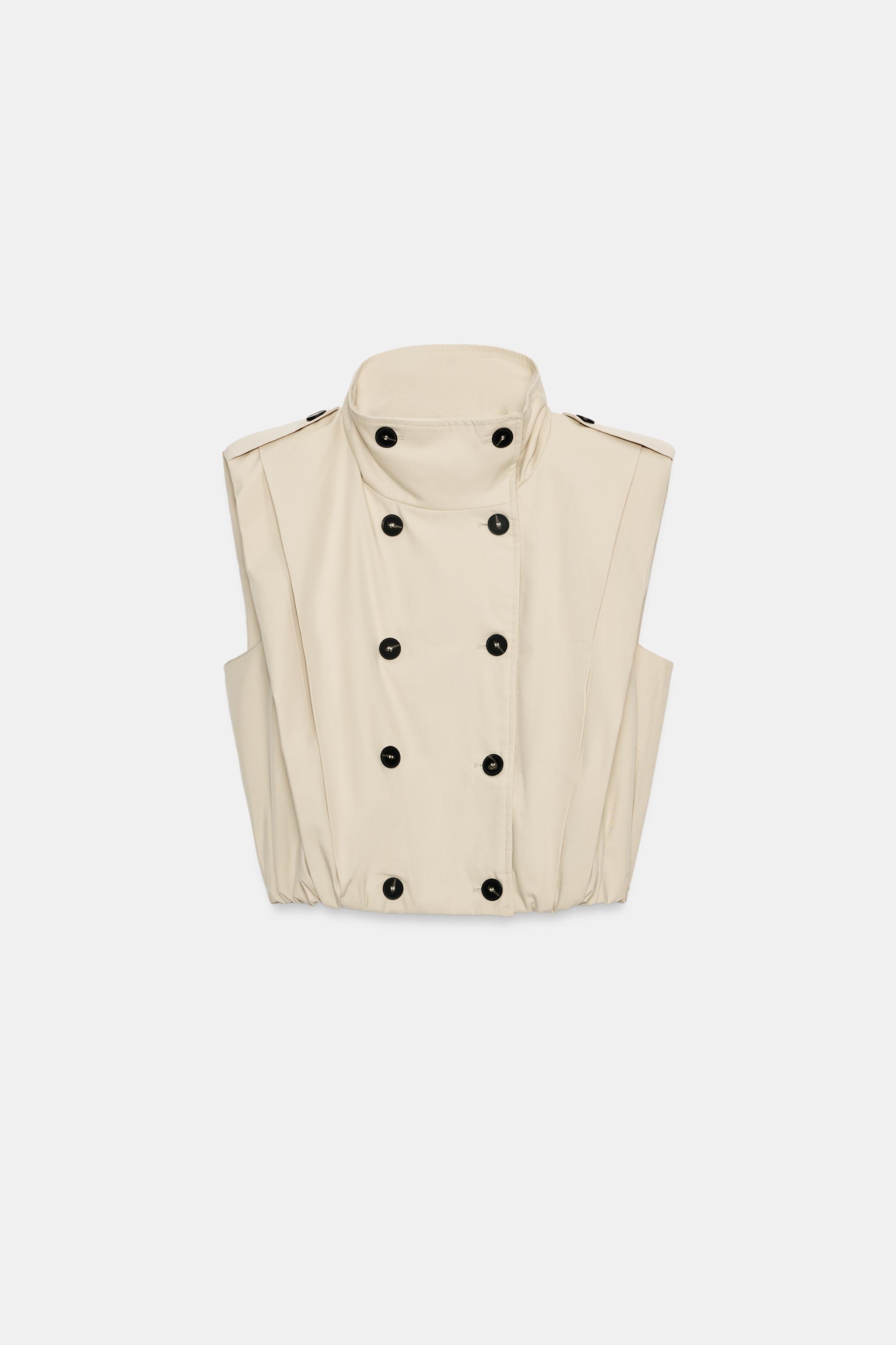 Женские жилеты Zara PLEATED BUTTON-UP VEST — фото 7